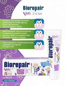 Детская зубная паста BioRepair/Биорепейр Kids со вкусом винограда, 50 г